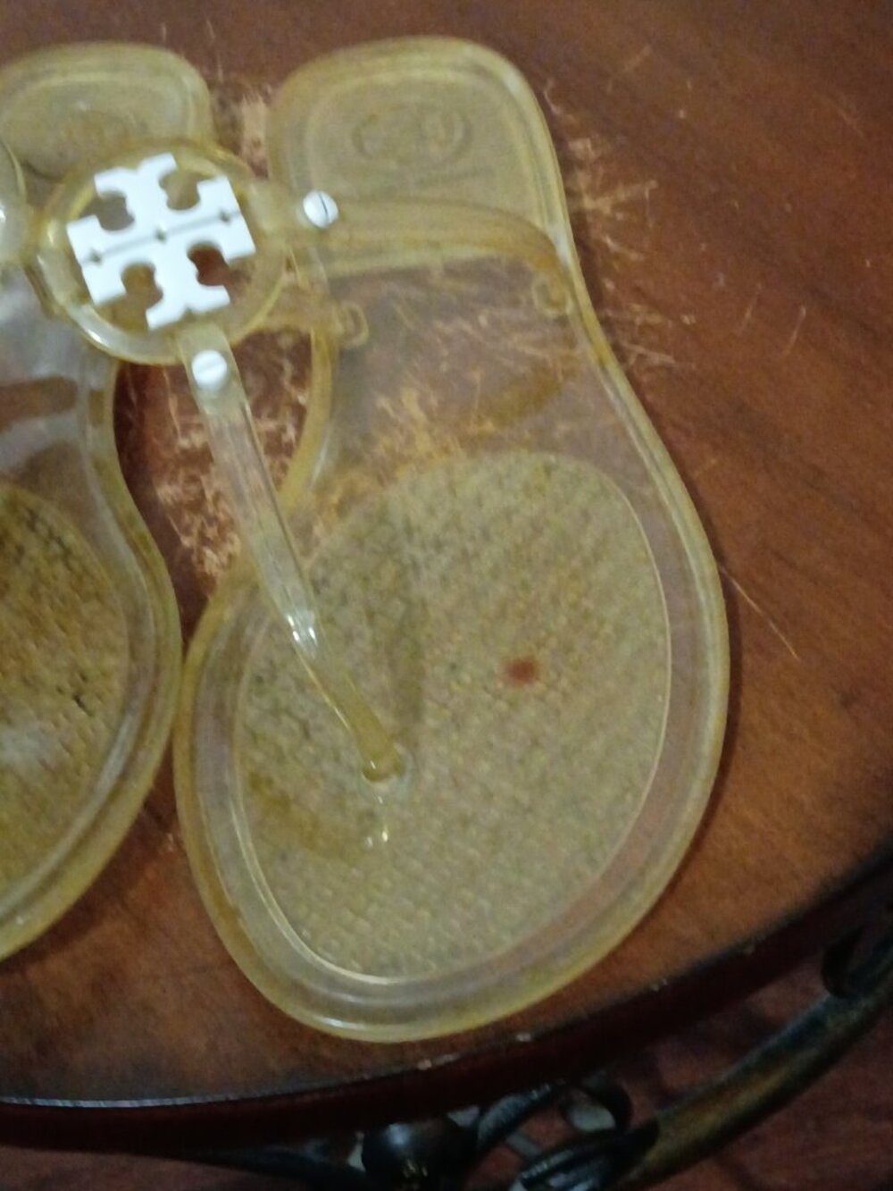Tory Burch Women's Mini Miller Jelly Thong Sandal Clear & White - Size 8 - Picture 9 of 12